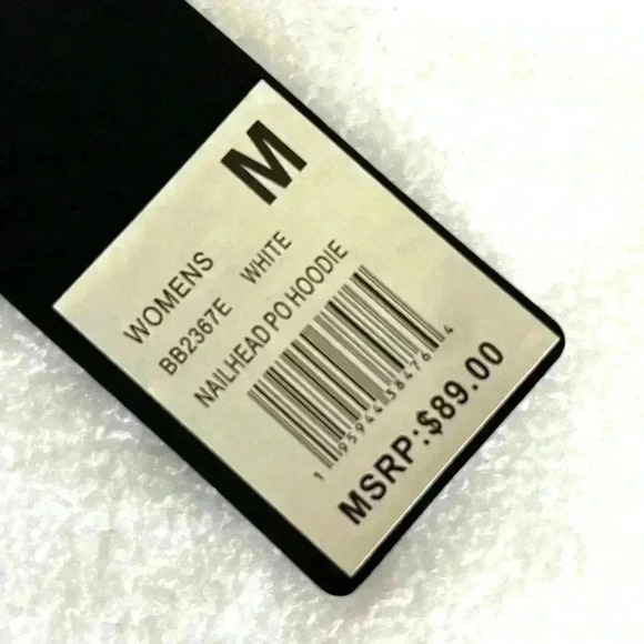 NWT Bebe White Logo Studded Long Sleeve Kangaroo Pocket Cropped Hoodie Size M - Picture 14 of 15